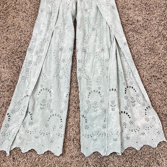 Young Fabulous & Broke Geneva Eyelet split wide leg pants Size XS Embroidered - Picture 5 of 12